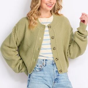 NWOT Free People Whispering Willow Lila Cardi Cropped Knit Cardigan